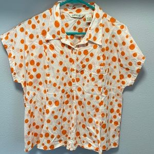 Orvis orange polka dots shirt
